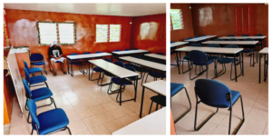 Tongan Classroom with donated tables and chairs | Transforming Community - Crown FIL Workspace NZ